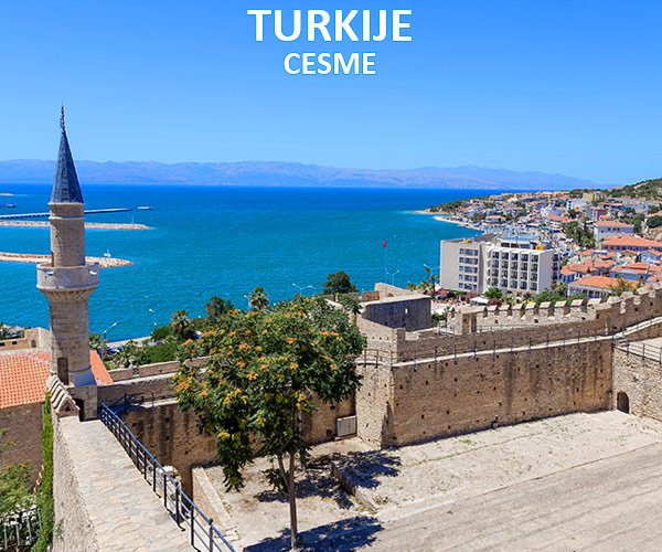 Sfeerfoto vanaf Cesme Castle, Turkije